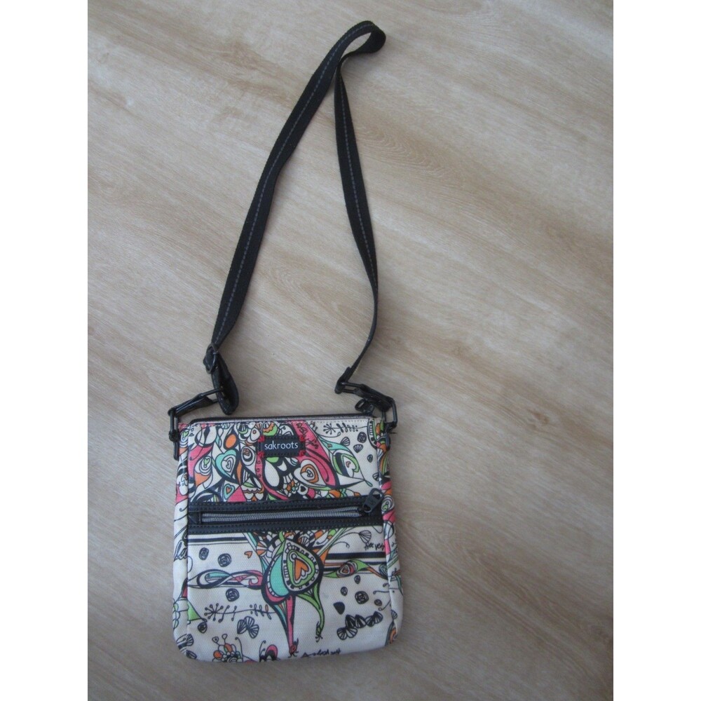 Sakroots Peace Birds Boho Crossbody Purse 9x8 Inch Floral Zipper Closure